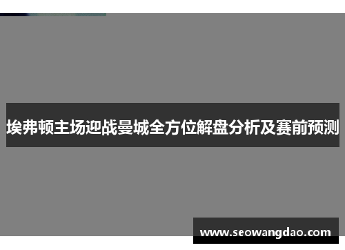 埃弗顿主场迎战曼城全方位解盘分析及赛前预测